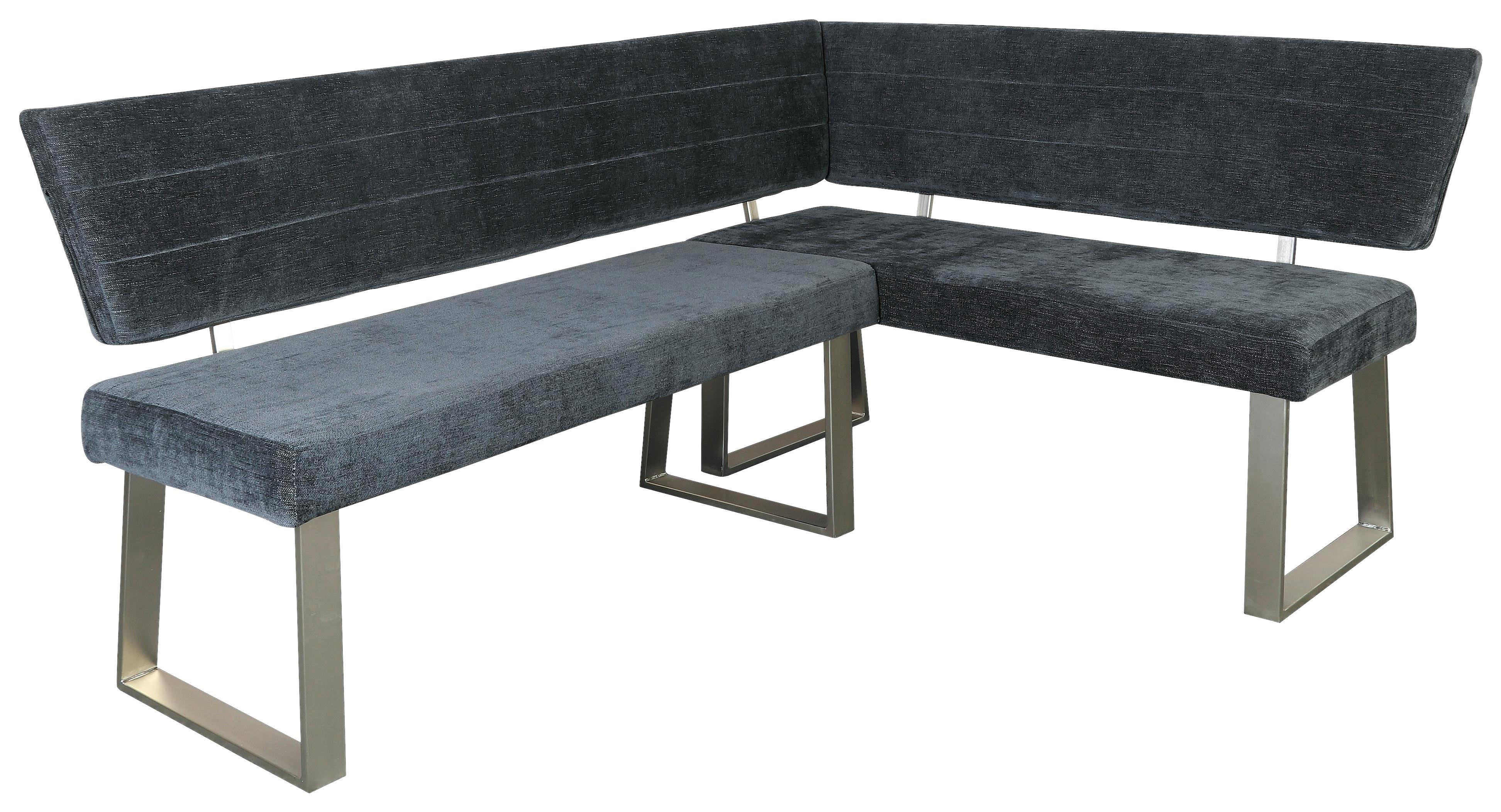 Eckbank Dunkelgrau Hausvik 187x142,5 cm - Dunkelgrau/Nickelfarben, MODERN, Textil/Metall (187/142,5cm) - MID.YOU