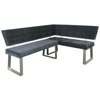 Eckbank Dunkelgrau Hausvik 187x142,5 cm - Dunkelgrau/Nickelfarben, MODERN, Textil/Metall (187/142,5cm) - MID.YOU