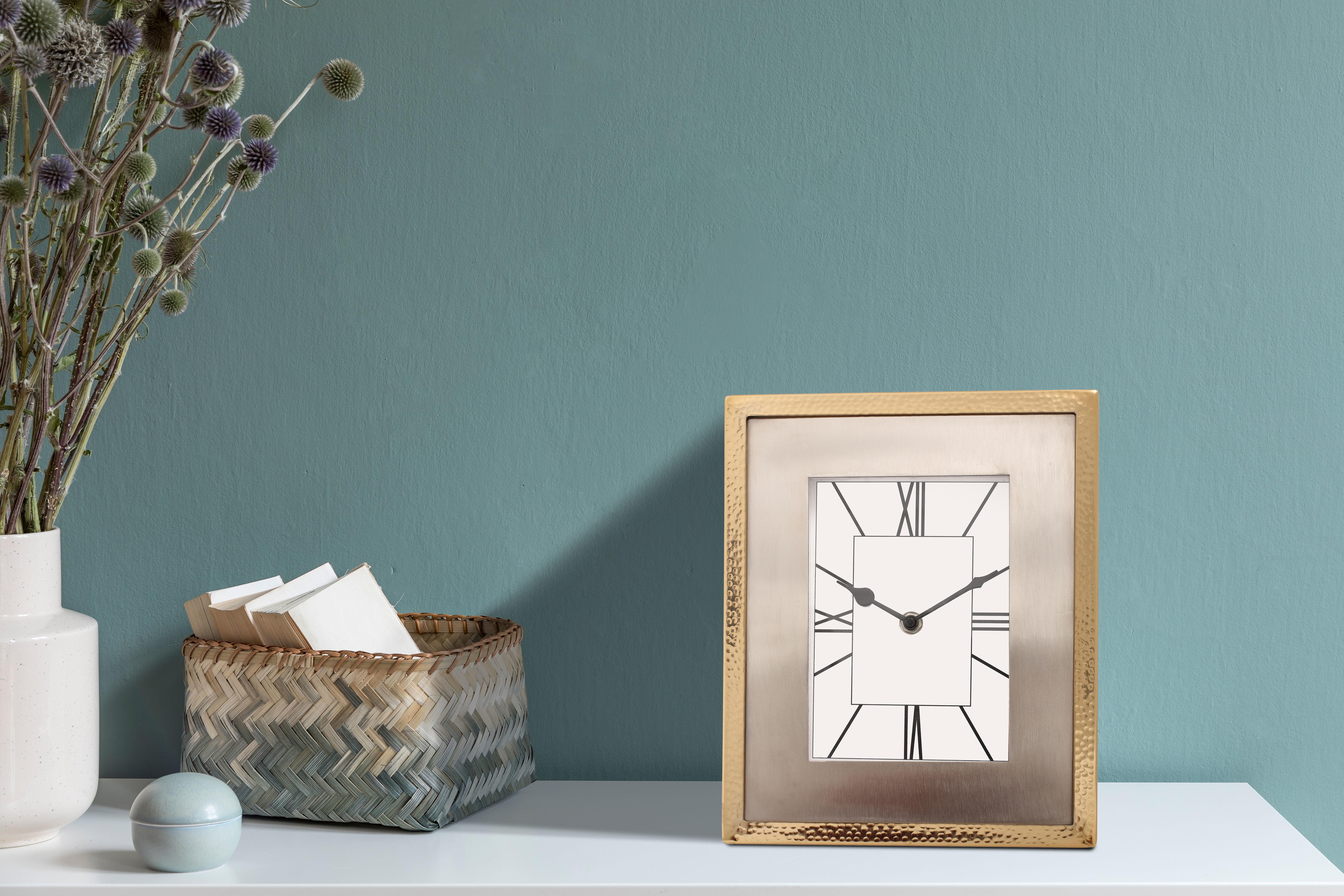 Tischuhr Moments 27x21 cm Gold Metall/Glas mit Standfuß - Goldfarben, MODERN, Glas/Metall (27/21/3cm)