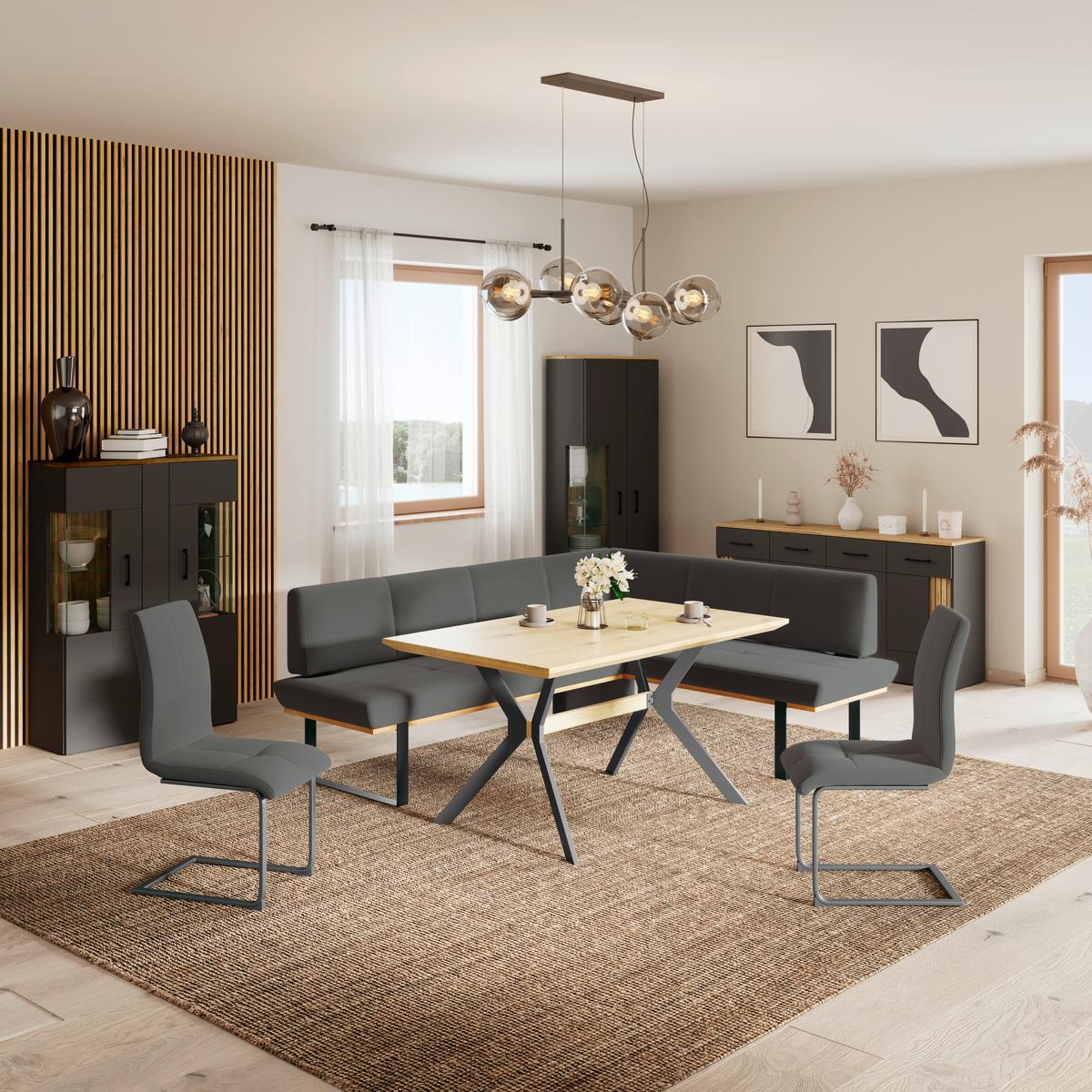 Eckbank Tristan Webstoff anthrazit,S:245x175cm - Anthrazit/Schwarz, MODERN, Holz/Textil (245/175cm) - James Wood