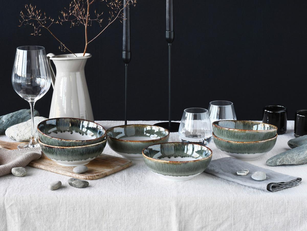 Schüsselset 6 -Teilig. Cascade Steinzeug, Weiß/Grau - Weiß/Grau, Design, Keramik - Creatable