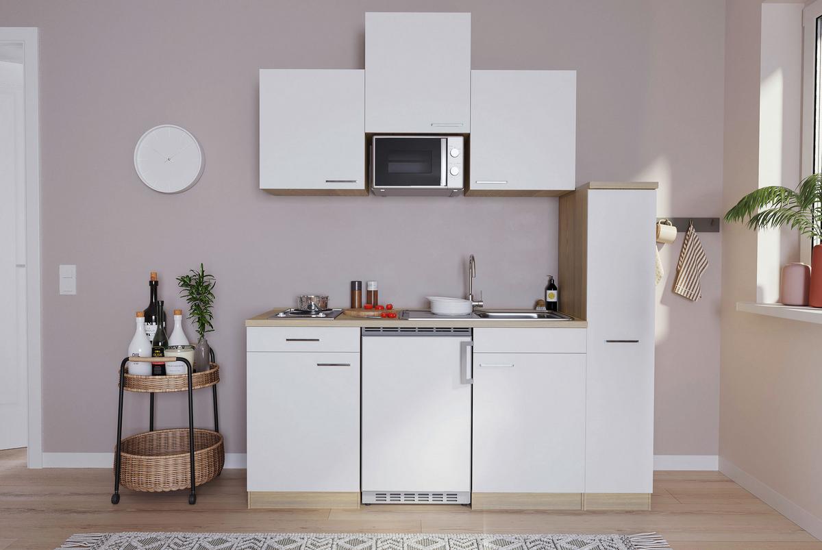 Küchenblock Luis Singleküche 180 Cm - Eichefarben/Weiß, Basics, Holzwerkstoff (180cm) - Respekta