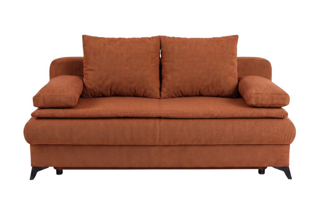 Rozkladacia pohovka KEN, hrdzavá - oranžová/čierna, Konventionell, kompozitné drevo/textil (209/105cm) - Based