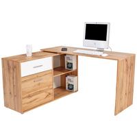 Eckschreibtisch mit Stauraum B 138cm H 74cm Prag, Eiche Dekor - Eichefarben, MODERN, Holzwerkstoff (138/74/50cm)