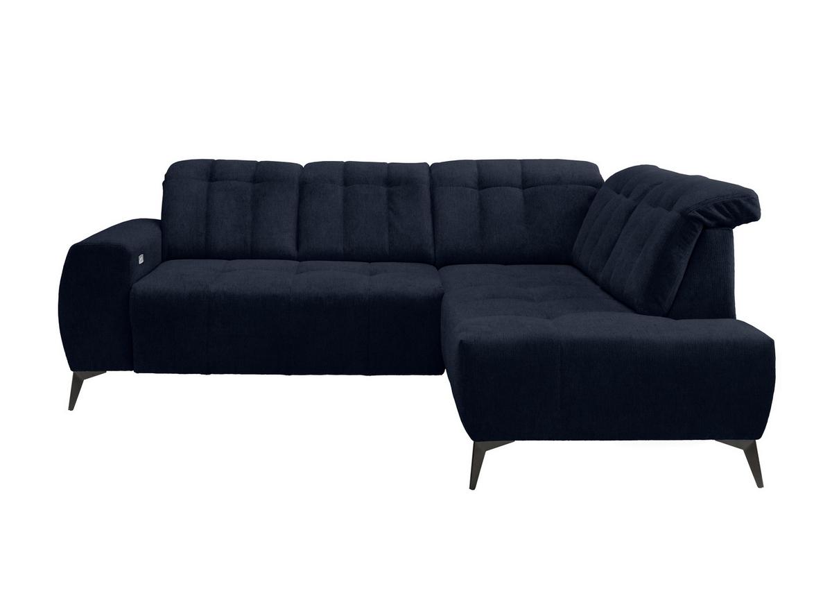 Ecksofa mit USB Anschluss Sano, Dunkelblau,s: 261x200 cm - Schwarz/Dunkelblau, MODERN, Textil (261/200cm) - Livetastic