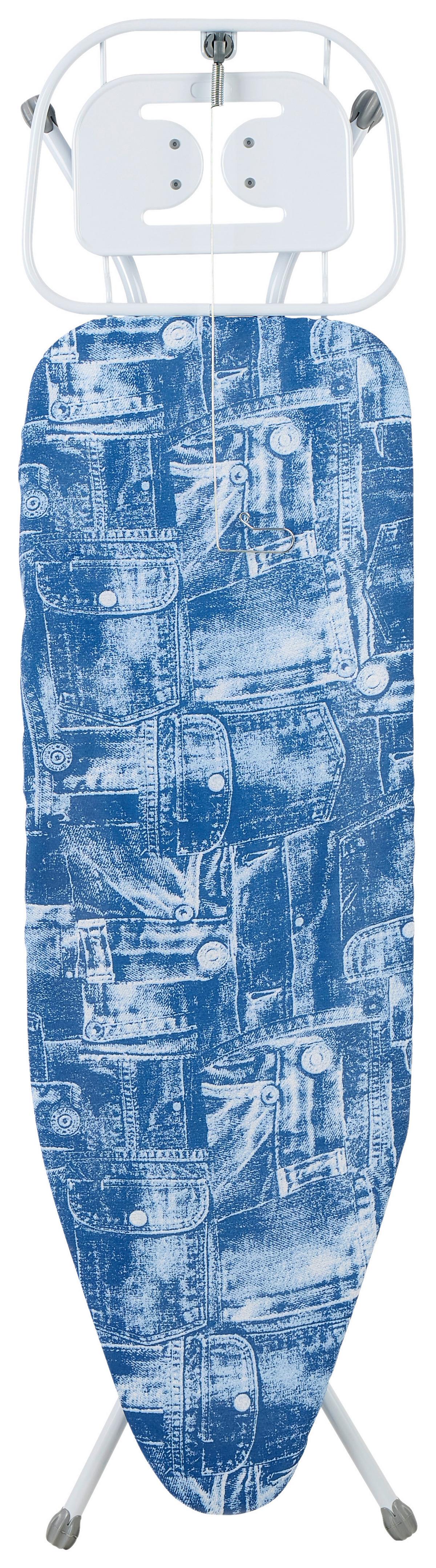 Bügelbrett Superstandard 151x38 cm mit Kabelhalterung - Blau, Basics, Textil (151/93/38cm) - Ondega