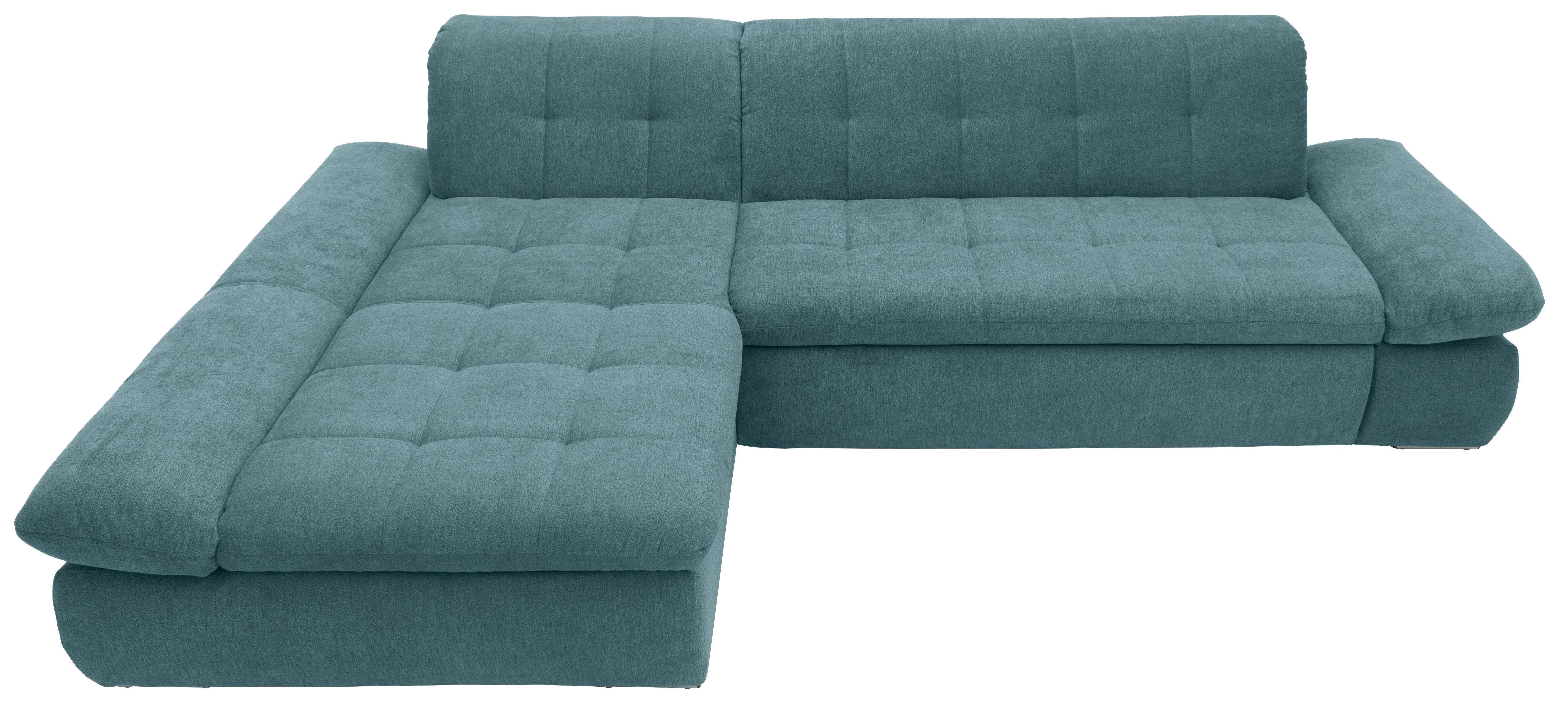 Ecksofa Mit Schlaffunktion Moric Petrol Mikrofaser - Chromfarben/Petrol, KONVENTIONELL, Textil (172/300cm) - MID.YOU