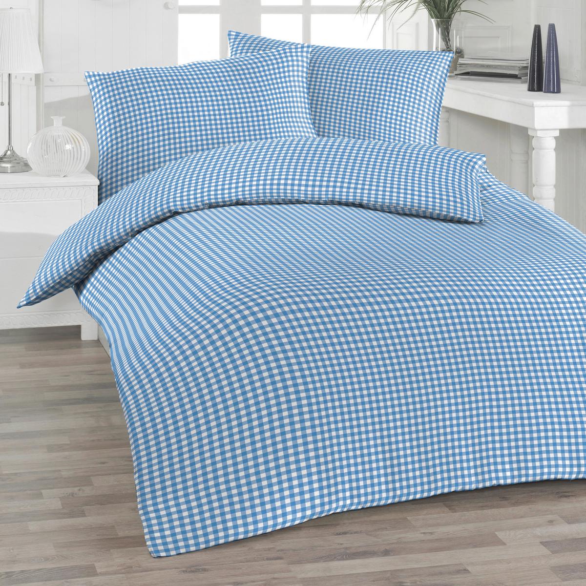 POSTEĽNÁ BIELIZEŇ SER.005.VICHY SKY - modrá/biela, Trend, textil (140/200cm) - Florella