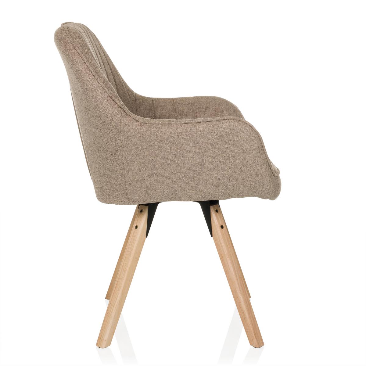 Armlehnstuhl Scandi Ted Beige B: 56 cm - Beige/Buchefarben, MODERN, Holz/Textil (56/84/62cm) - MID.YOU