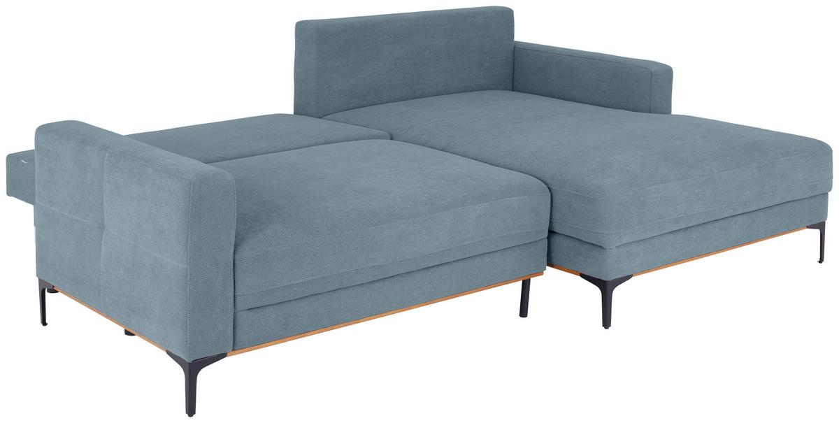 Rohová sedačka BERGAMO, pravá, světle modrá - černá/světle modrá, Moderní, kov/textil (238/162cm) - Ondega
