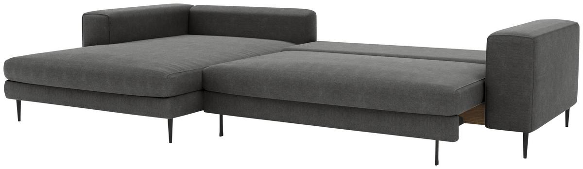 Eckschlafsofa Aurora Ii - Dunkelgrau/Schwarz, MODERN, Textil (170/295cm) - Trendmanufaktur