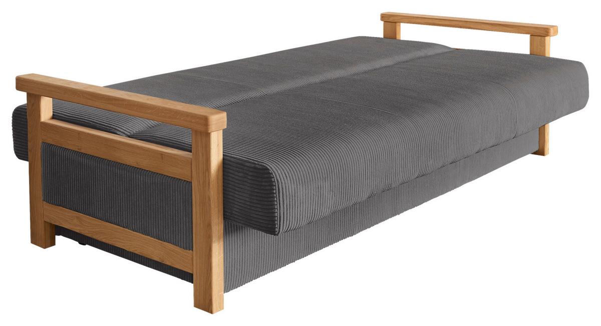 Schlafsofa Malaga Graphitfarben B: 220cm - Graphitfarben/Naturfarben, Design, Holz/Textil (220/90/90cm) - P & B