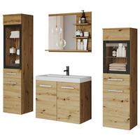 Badmöbel-Set 5-Tlg inkl. LED Madrit I Eiche Artisan - Eiche Artisan/Weiß, LIFESTYLE, Glas/Holzwerkstoff (120cm) - P & B