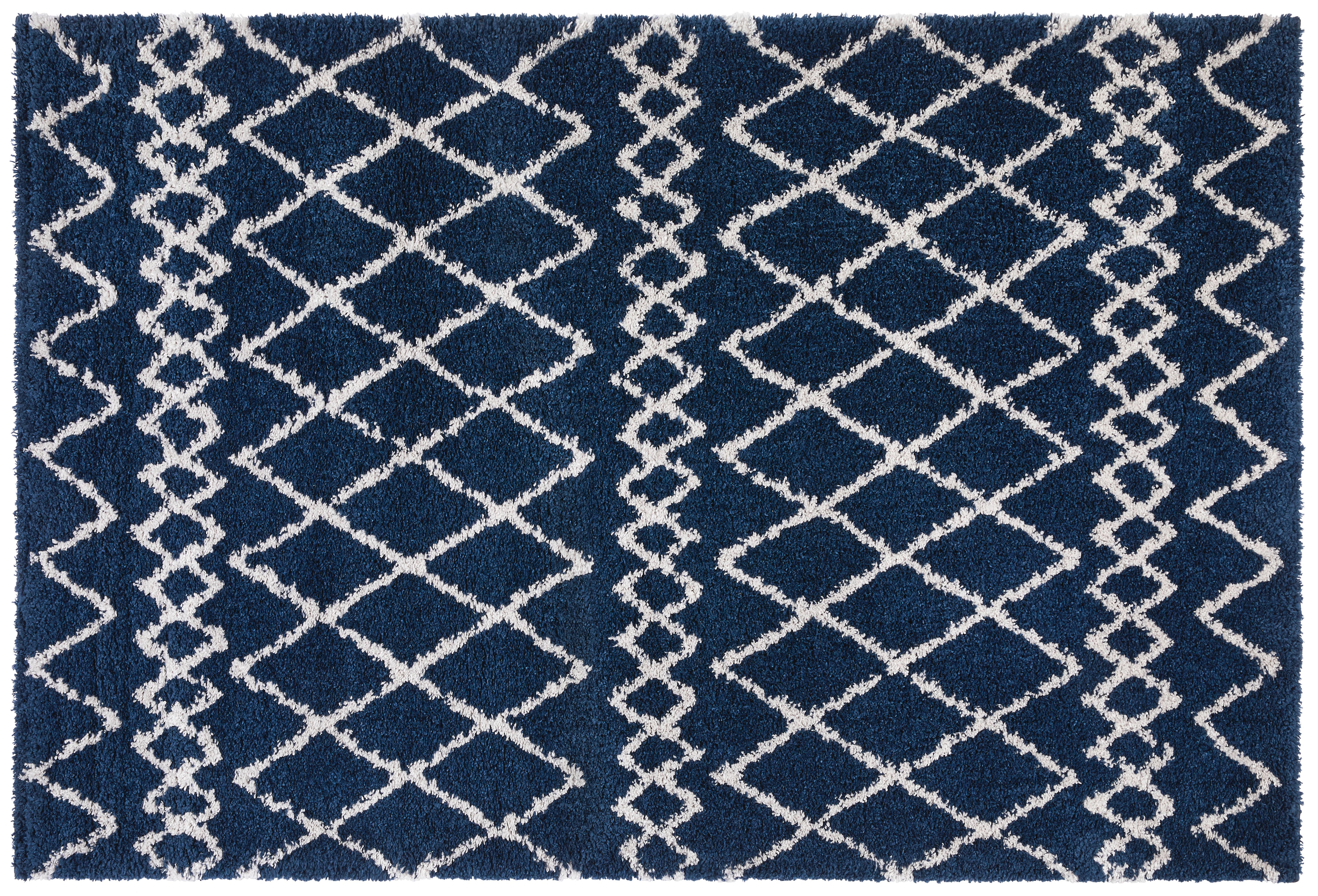 Hochflor Teppich Weiß/Blau Jenson 160x230 cm - Blau/Weiß, Basics, Textil (160/230cm) - James Wood