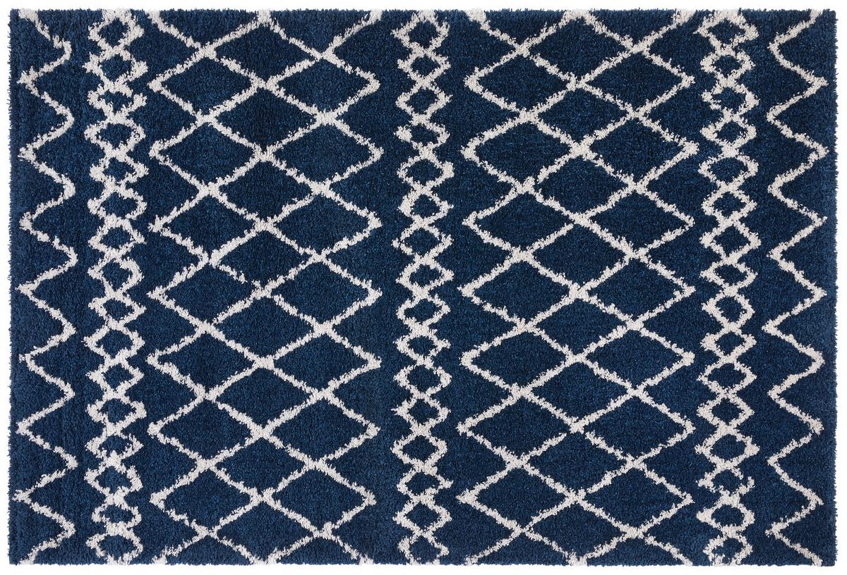 Hochflor Teppich Weiß/Blau Jenson 160x230 cm - Blau/Weiß, Basics, Textil (160/230cm) - James Wood