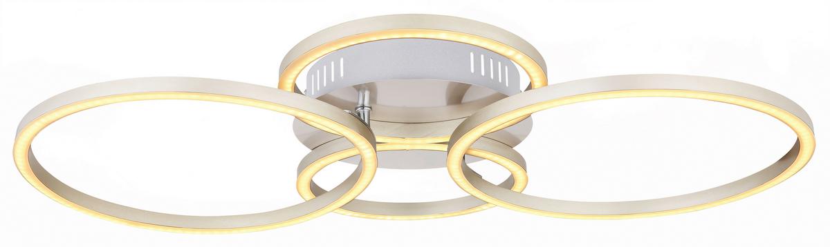 LED-Deckenleuchte Kendy L: 65,5 cm - Opal/Nickelfarben, Basics, Kunststoff/Metall (65,5/40,6/7,5cm) - Globo