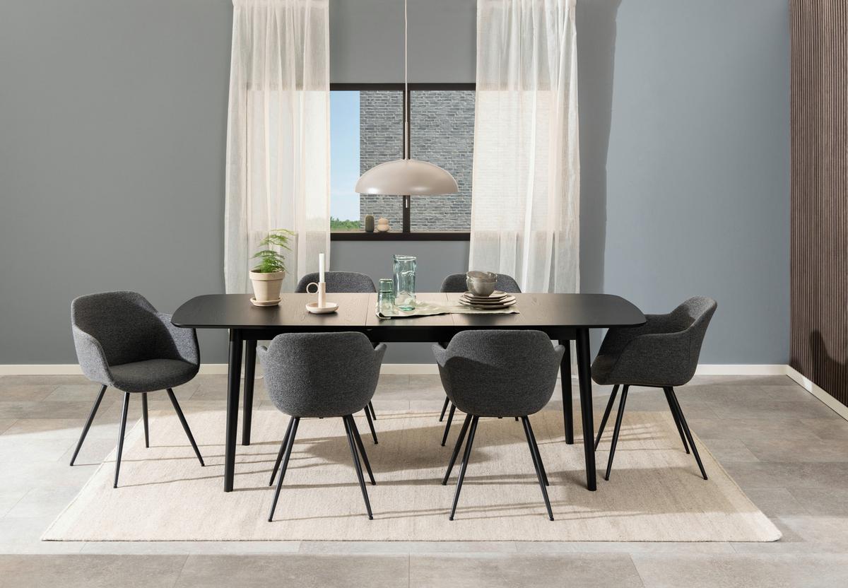 Jídelní stůl MONTREUX dub dyha 180-219x90cm - černá, Trend, dřevo/kompozitní dřevo (180-219/75/90cm) - MID.YOU