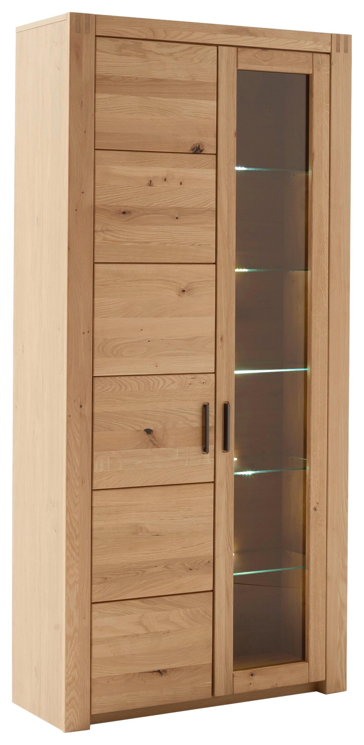 Vitrine Prag - Eichefarben, Design, Glas/Holz (97/203/37cm) - Livetastic