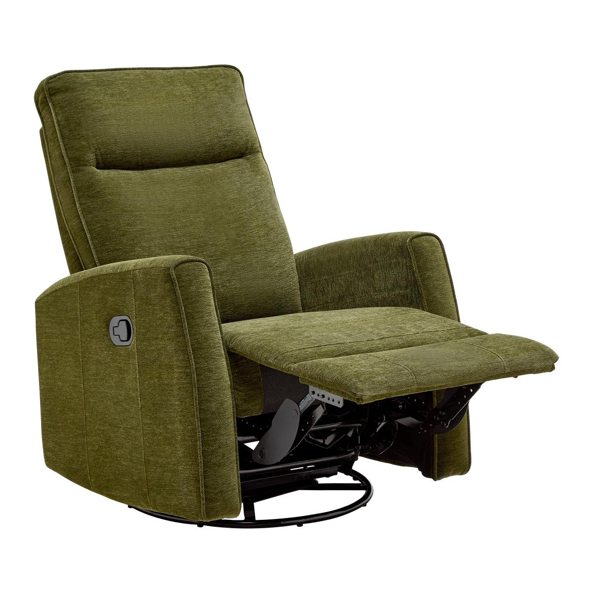 Relaxačné kreslo MELINDA, zelená tkanina, max. 140 kg - čierna/zelená, Konventionell, kov/drevo (76/103/96cm) - Mömax