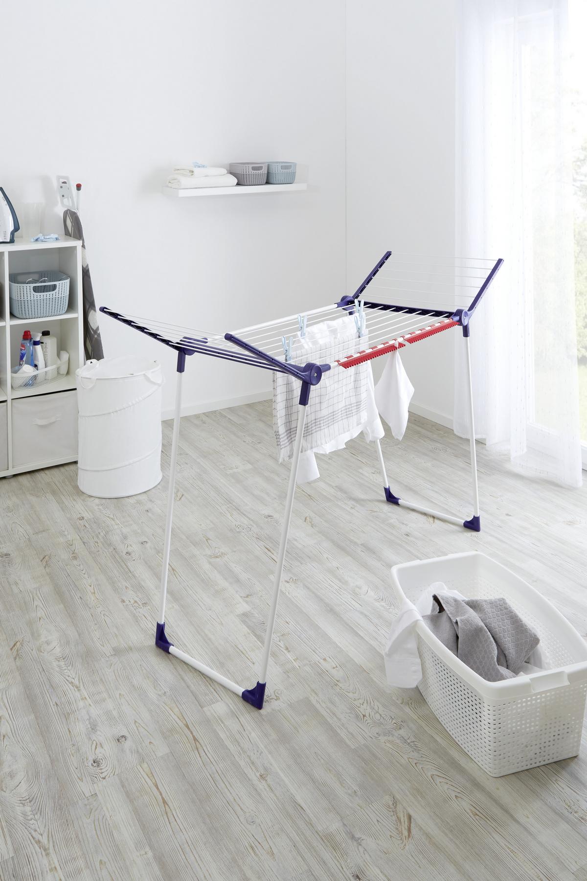 Wäscheständer Pegasus 150 Lxbxh: 157x55x87 Cm, Klappbar - Blau/Weiß, Basics, Kunststoff/Metall (157/55/87cm) - Leifheit