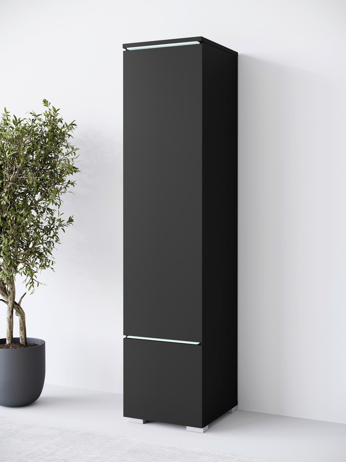 Hochschrank Vera Schwarz B: 30cm - Schwarz/Grau, Design, Holzwerkstoff (30/130/33cm) - Livetastic