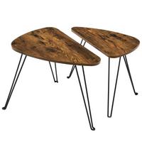 Couchtisch 2-teiliges Set Vintage, Braun, Schwarz - Schwarz/Braun, Trend, Holzwerkstoff/Metall (52-60/31,5-38/42,5-47,5cm) - Boxxx