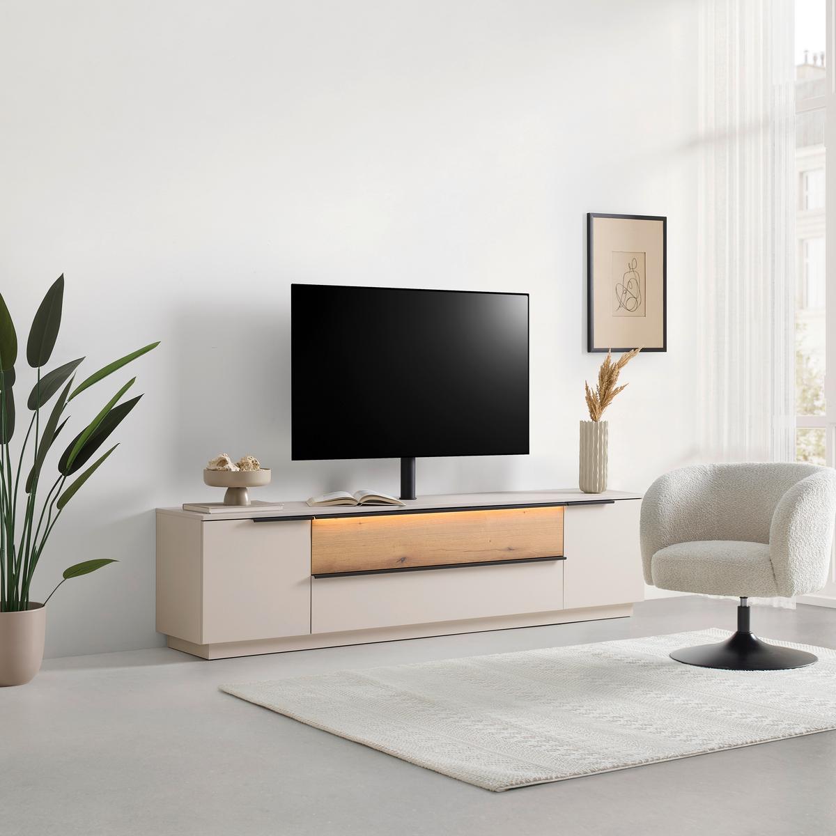 TV-Element Neo vč. LED dekor dub/kašmír - barvy dubu/černá, Moderní, kov/kompozitní dřevo (210/53/40cm) - Mömax