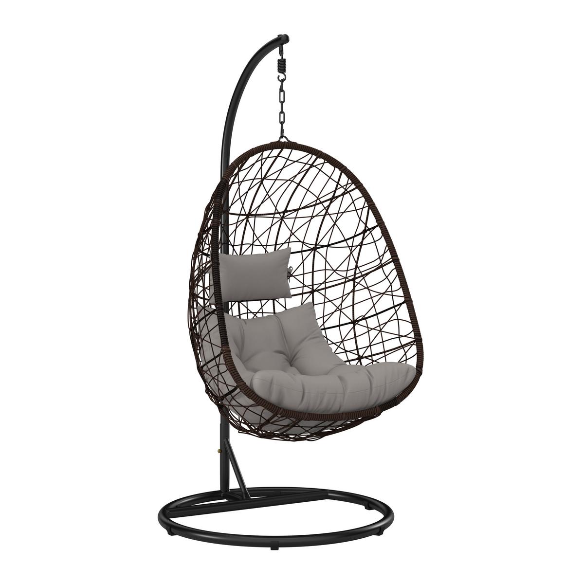 ZÁVĚSNÉ KŘESLO KRETA - černá/světle šedá, Basics, kov/textil (95/195/95cm) - Mömax