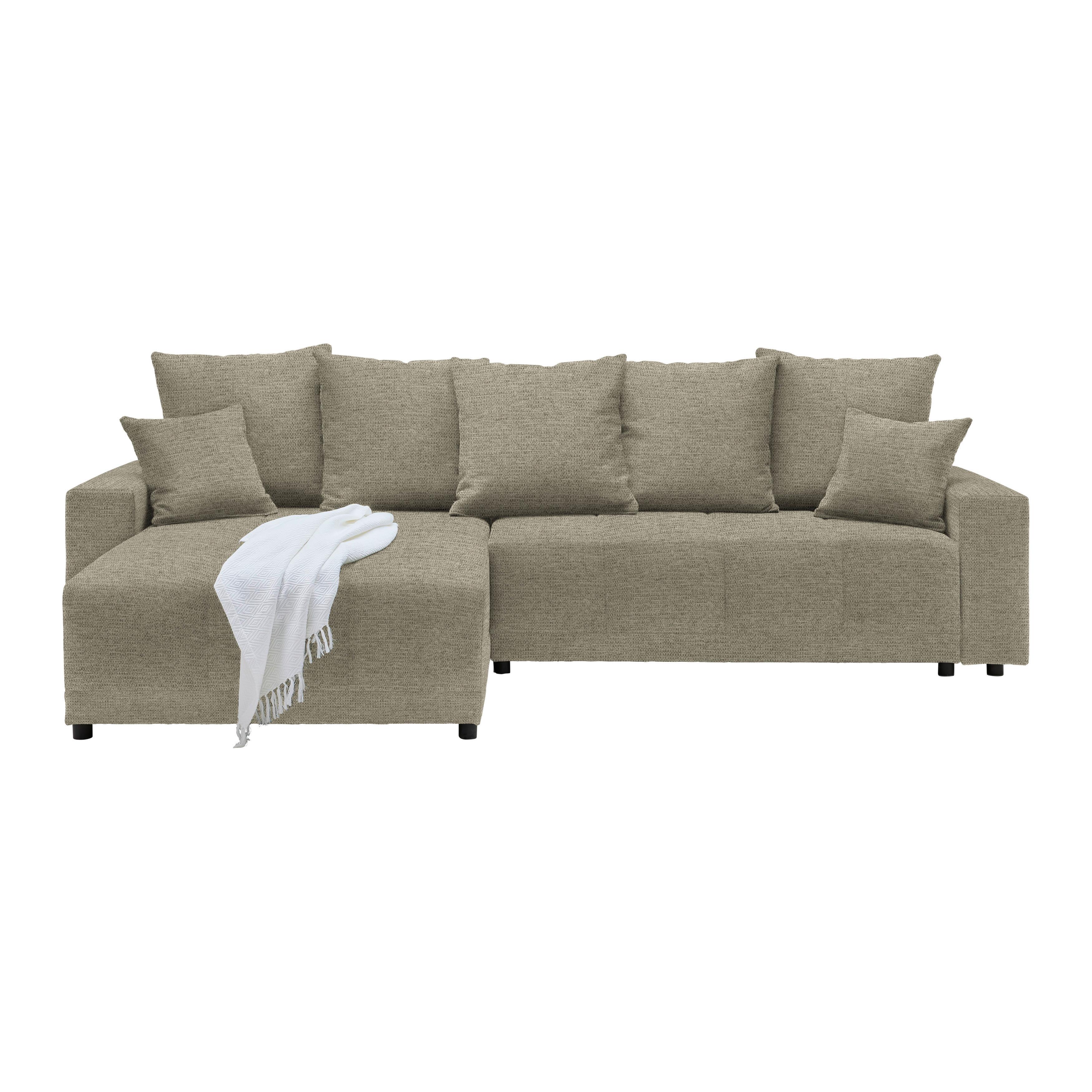 Rohová sedačka ALATRI, oboustr.,šedobéžová,s polštáři - černá/zelená, Moderní, textil/plast (289/90/176cm) - Based