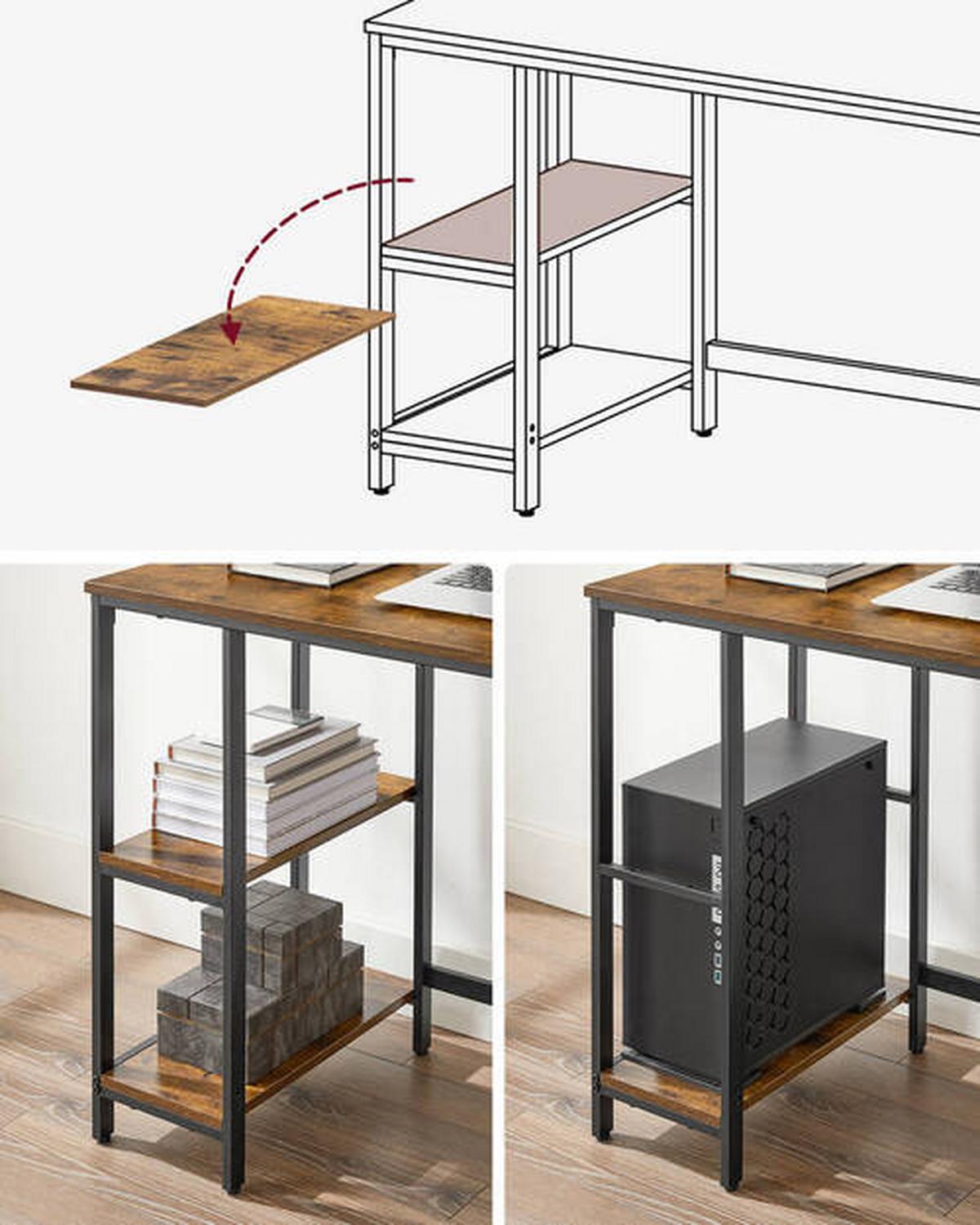 Schreibtisch Mit Stauraum B: 50 Cm, H: 75 Cm, Iron - Schwarz/Braun, Basics, Holzwerkstoff/Metall (100/50/75cm) - Boxxx