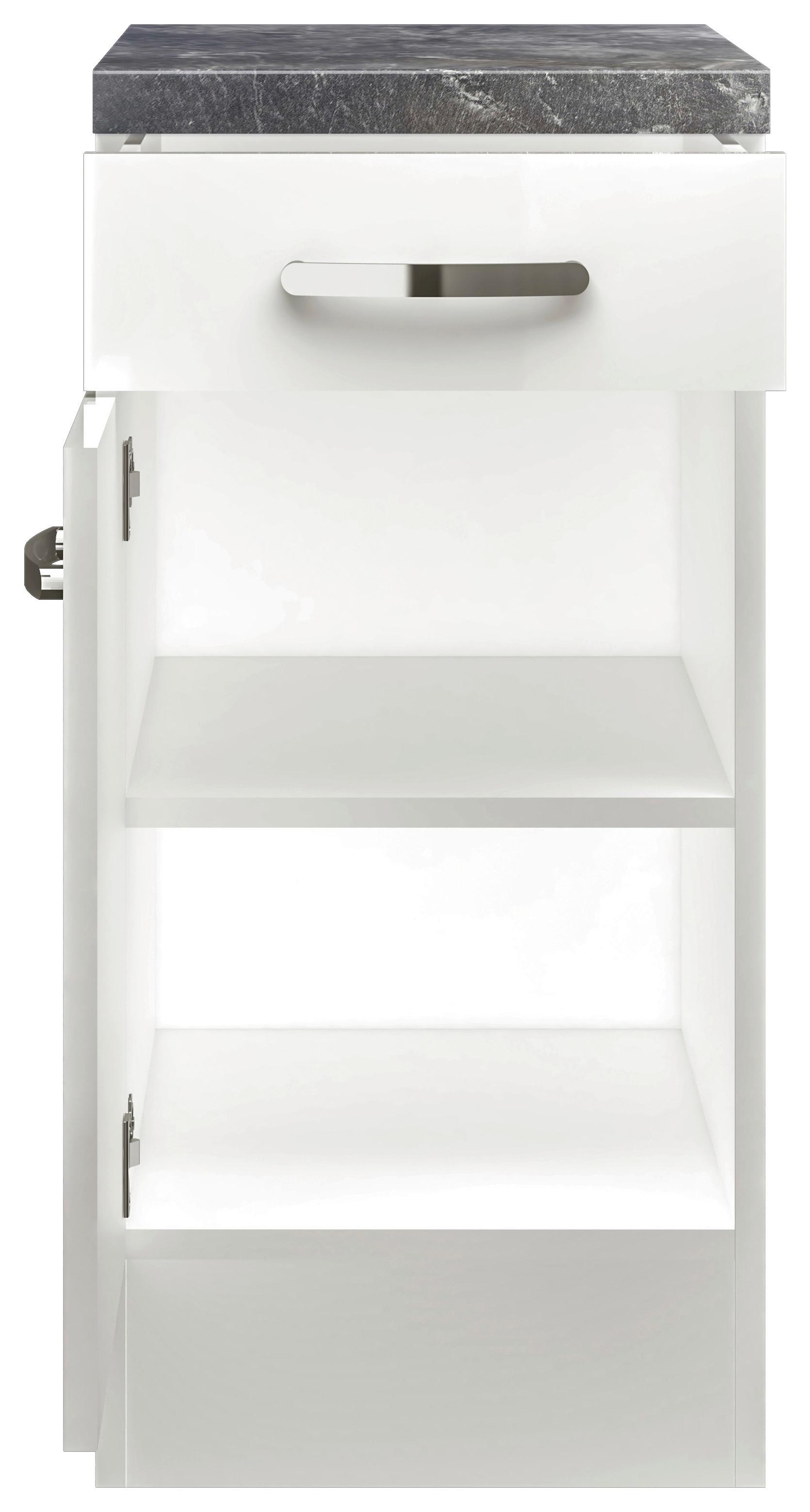 Küchenunterschrank Alba B: 40 cm Weiß/Schiefer mit Lade - Schieferfarben/Weiß Hochglanz, MODERN, Holzwerkstoff (40/86/60cm)