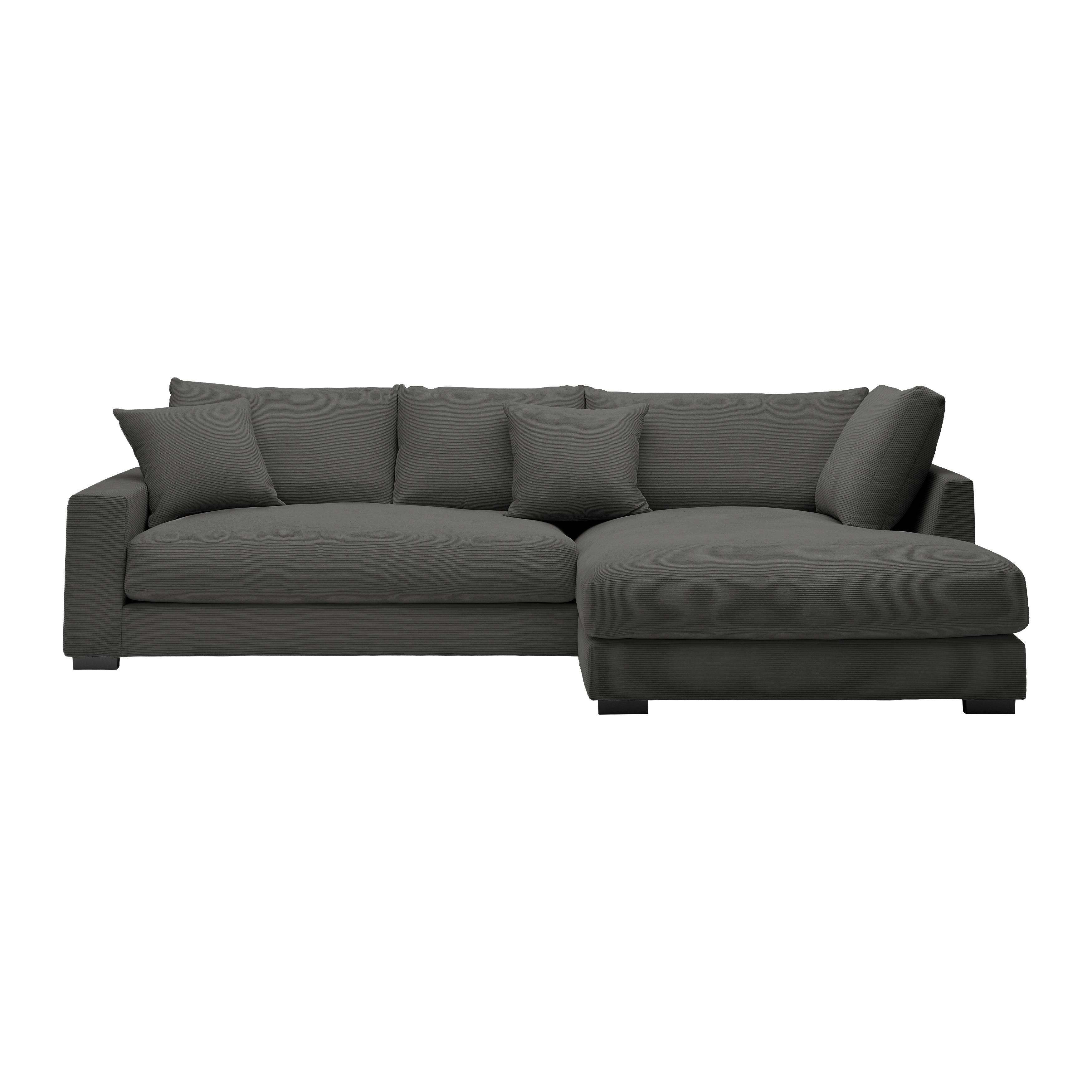 Rohová sedačka PEDRO, pravá, antracitová - černá/antracitová, Moderní, textil/plast (300/190cm) - Mömax