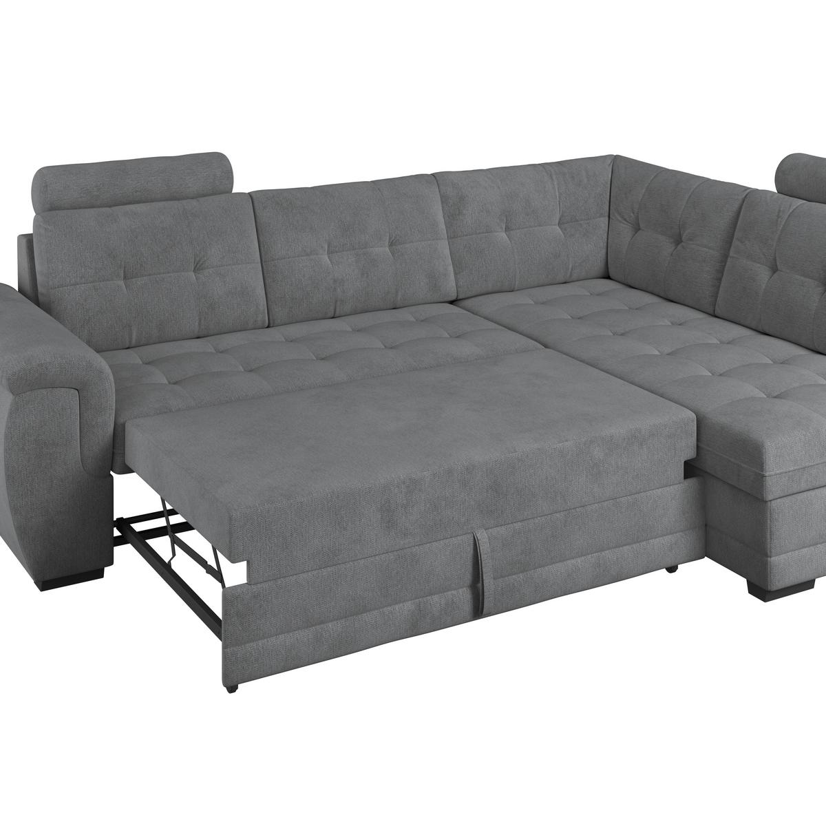 Ecksofa mit Schlaffunktion Falco new anthrazit 251x183 cm - Anthrazit/Schwarz, KONVENTIONELL, Textil (251/183cm) - Ondega