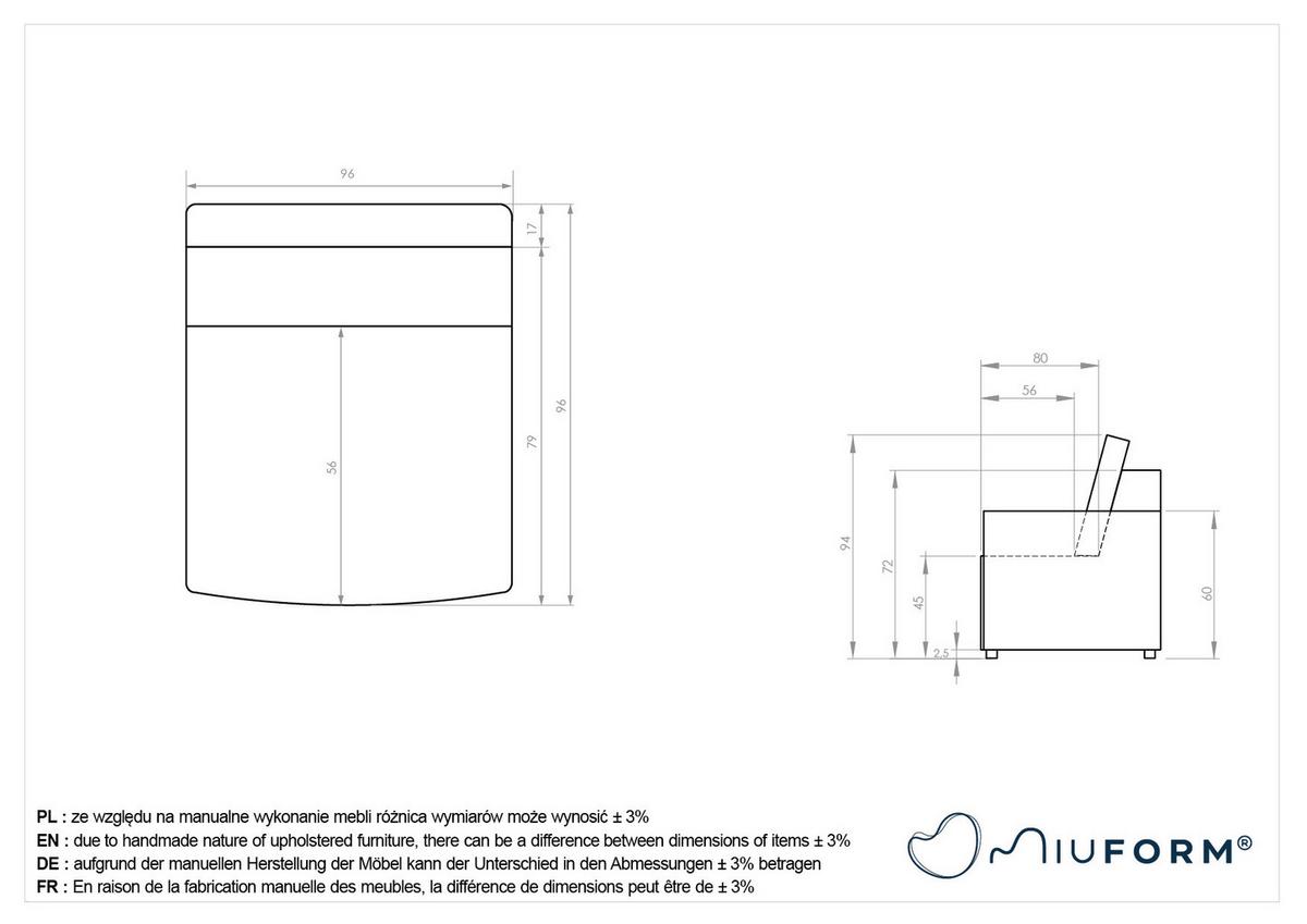 Sofaelement Lulu Gelb B: 96cm - Gelb/Schwarz, Design, Textil (96/94/96cm) - MID.YOU