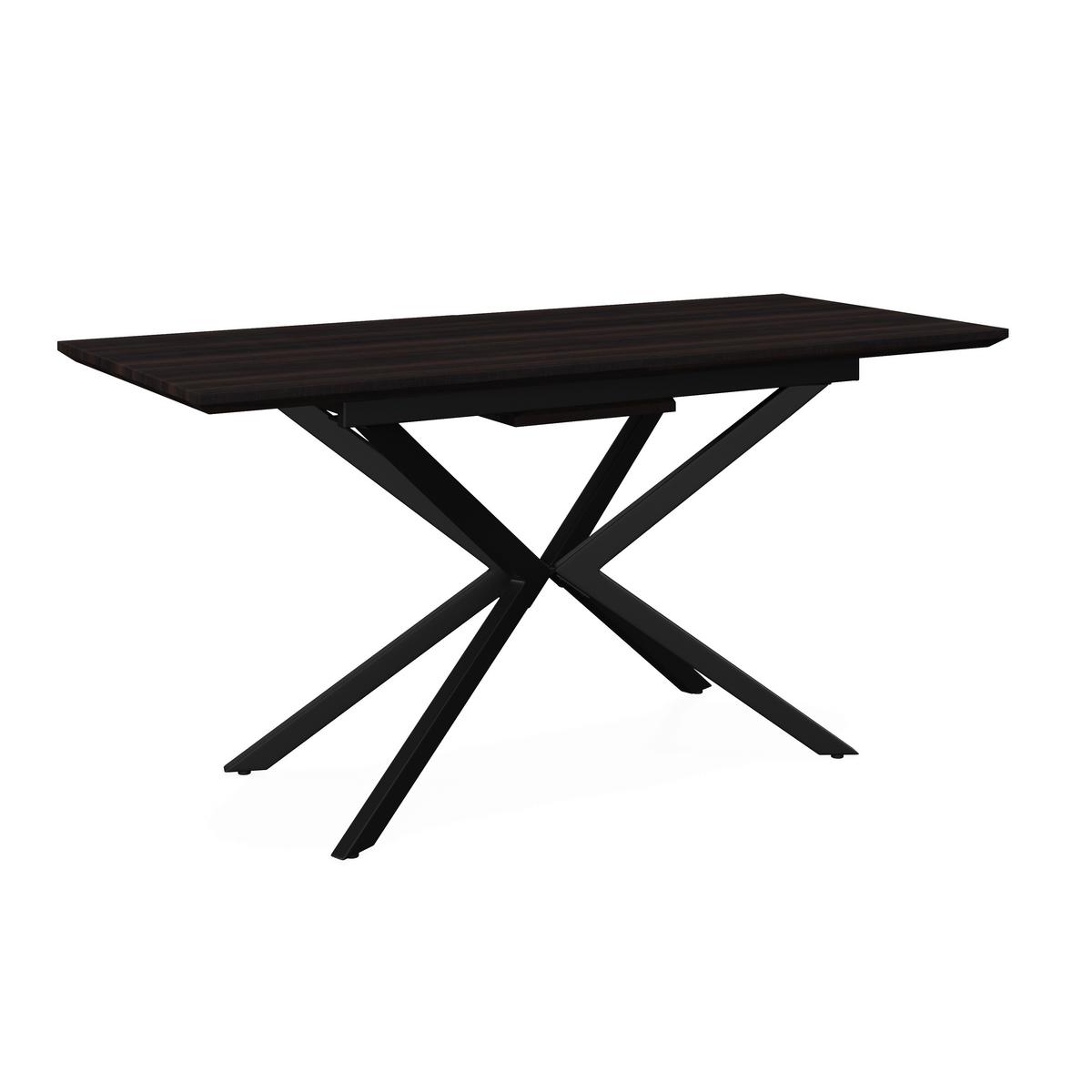 Výsuvný stůl AKI 140-180 - černá/barvy vlašských ořechů, Moderní, kov/kompozitní dřevo (140-180/76/80cm) - Bessagi Home