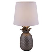 Tischlampe Silber/weiß Lampenfuß In Form Einer Ananas - Silberfarben/Weiß, Design, Keramik/Textil (23/45cm) - Näve
