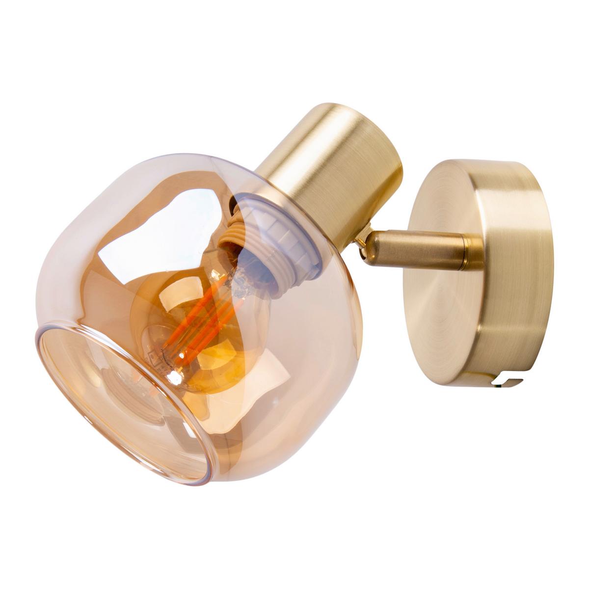 Wandstrahler Libby - Messingfarben, Design, Glas/Metall (16cm) - Näve