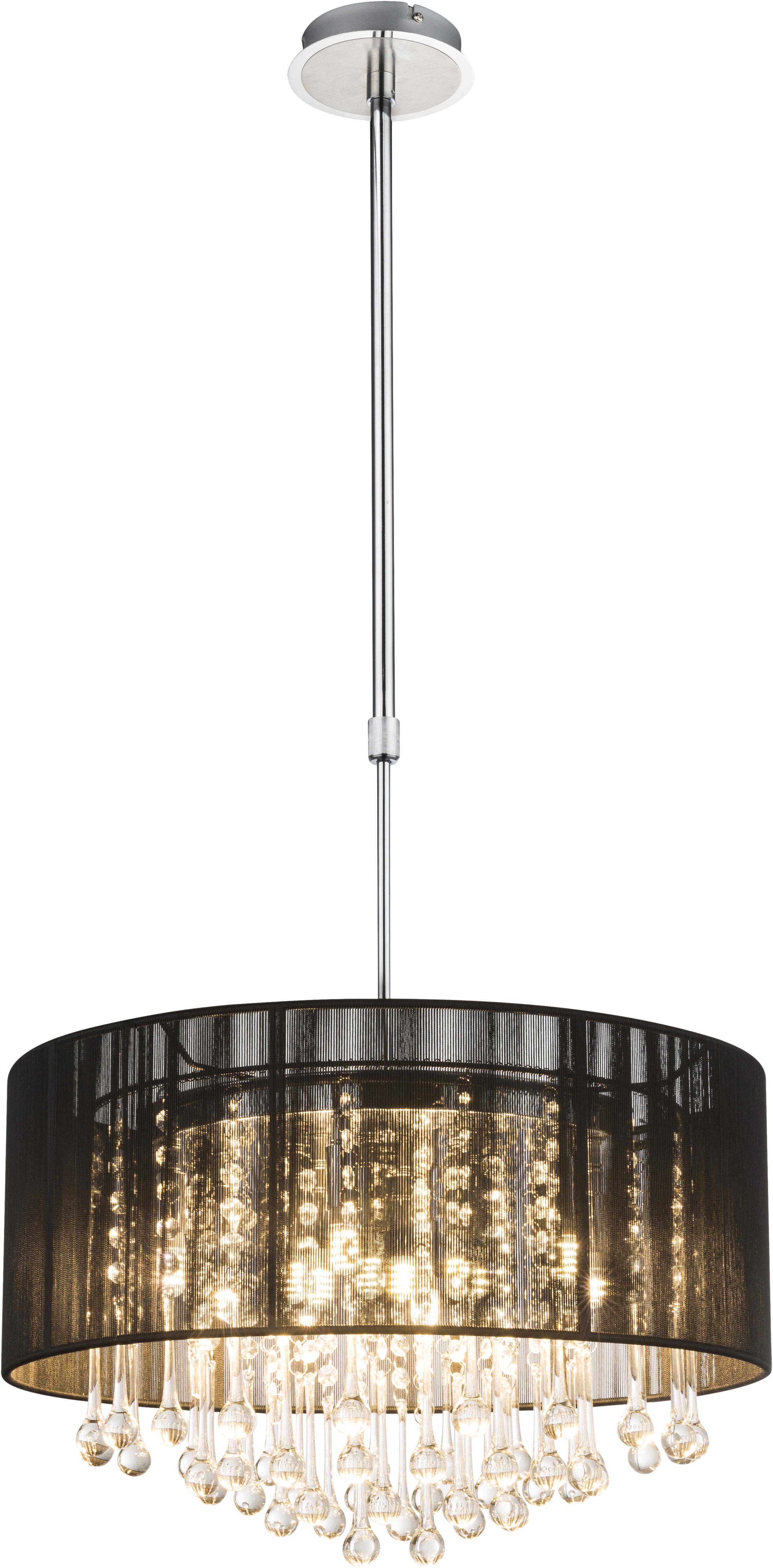 Hängeleuchte 15095h - Schwarz, LIFESTYLE, Glas/Textil (50/75-120cm) - Globo