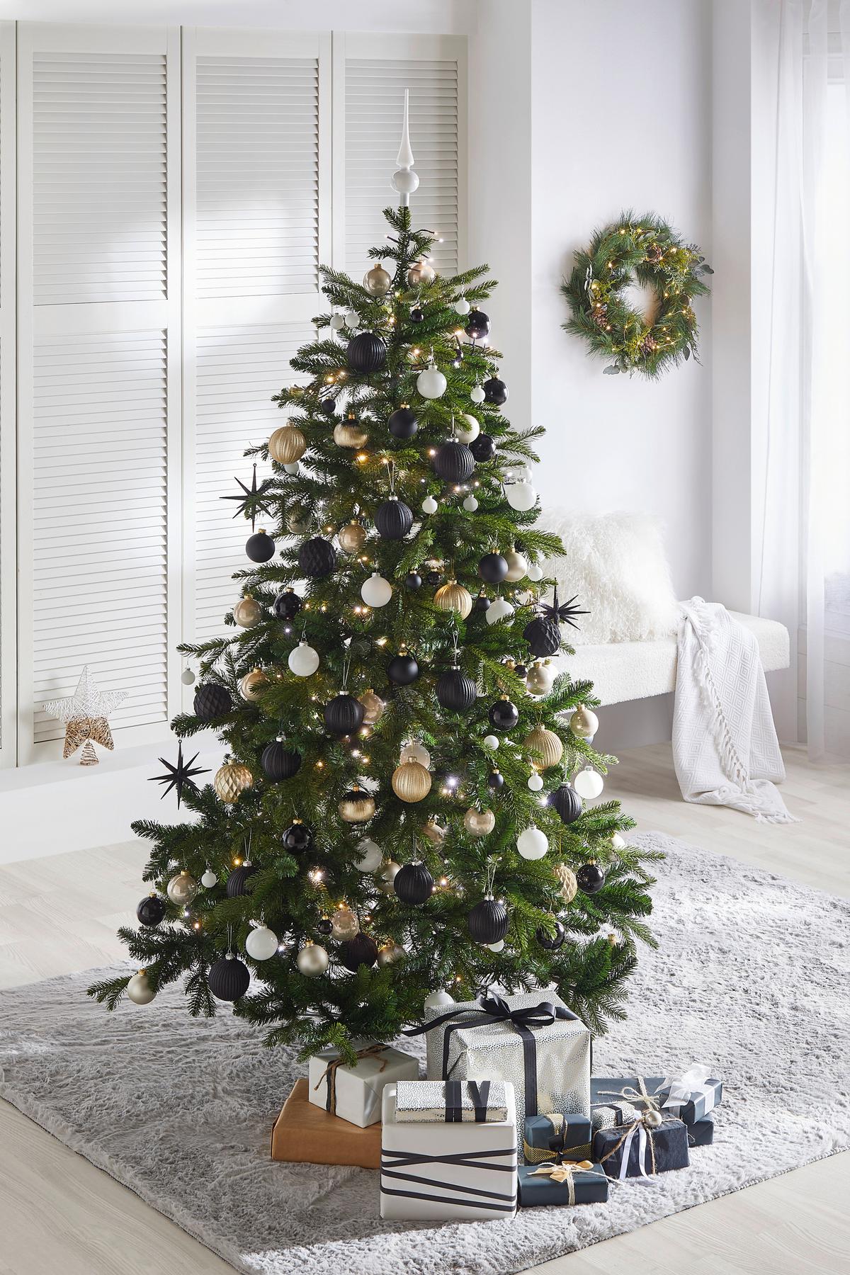 Baňky na vánoční stromeček Noel, Ø: 6cm, 15ks/bal. - černá, Basics, sklo (6cm) - Modern Living