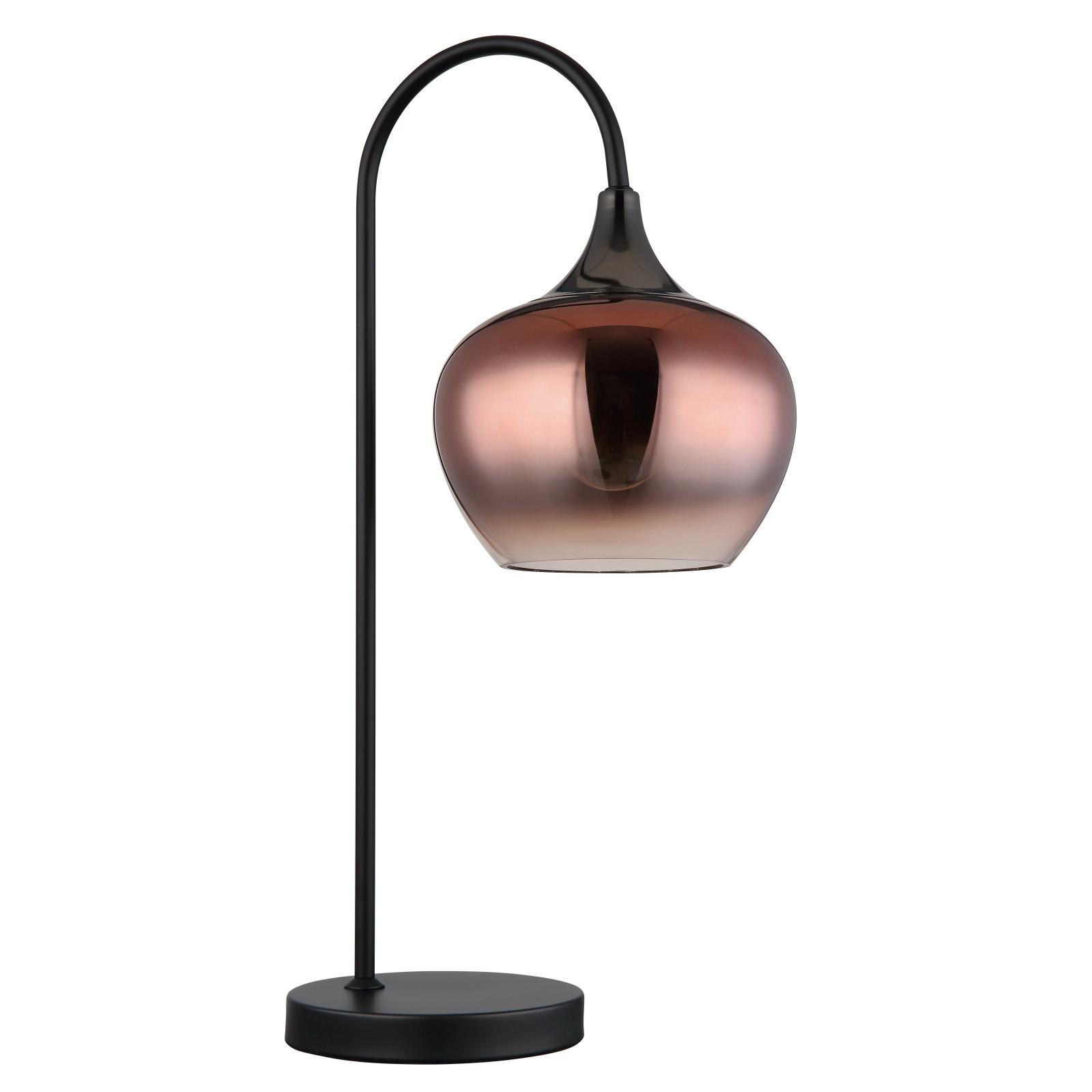 Tischleuchte Klar Schwarz Kupferfarben - Klar/Schwarz, Design, Glas/Metall (27,5/16/54cm) - Globo