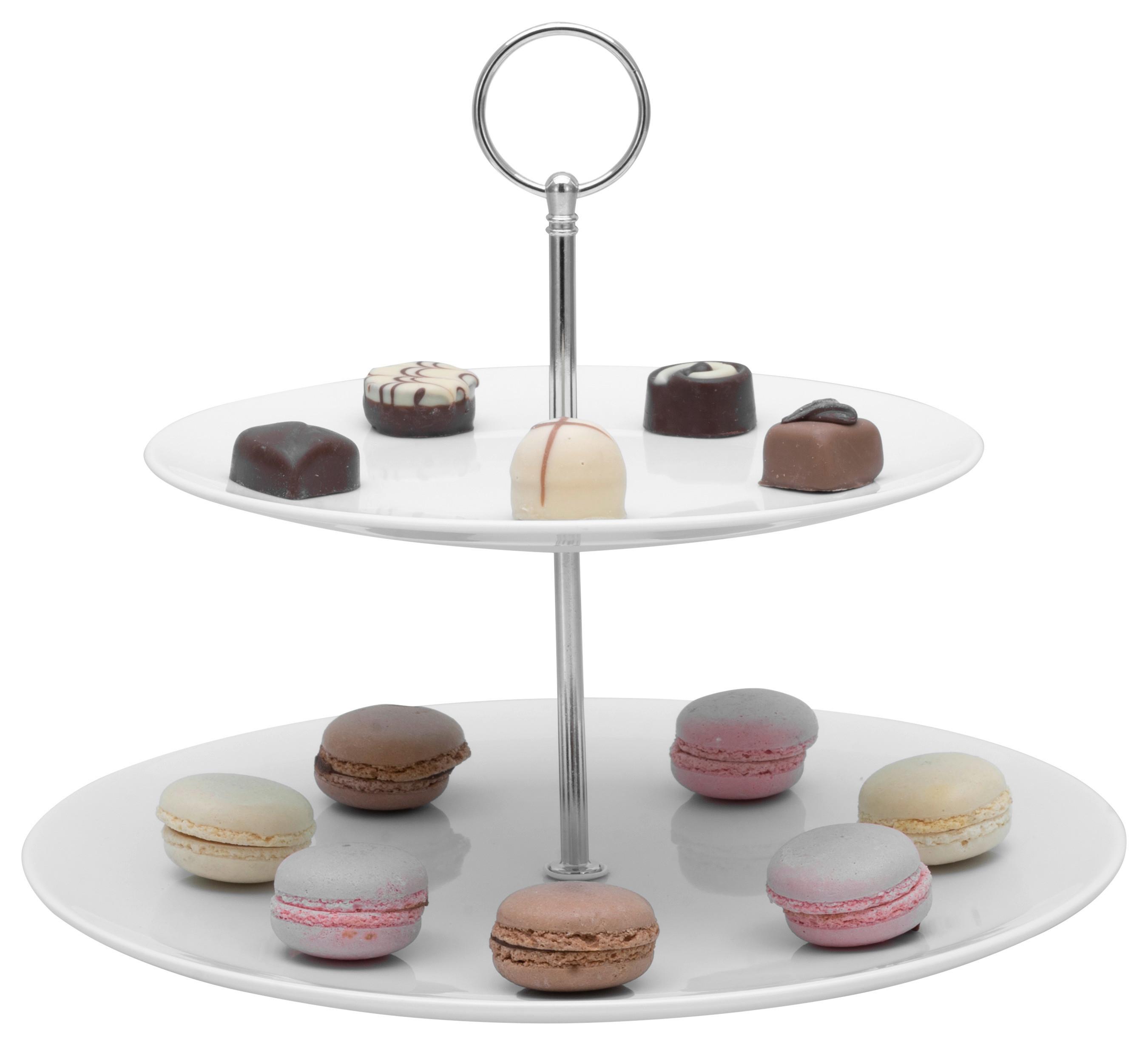 Etagere Rund Porzellan/metall Creatable 2-Stöckig Weiß - Weiß, Keramik/Metall - Creatable