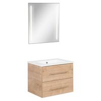 Badezimmer B.Perfekt Eichefarben 3-Teilig - Eichefarben/Weiß Hochglanz, Basics, Keramik/Holzwerkstoff (60cm) - MID.YOU