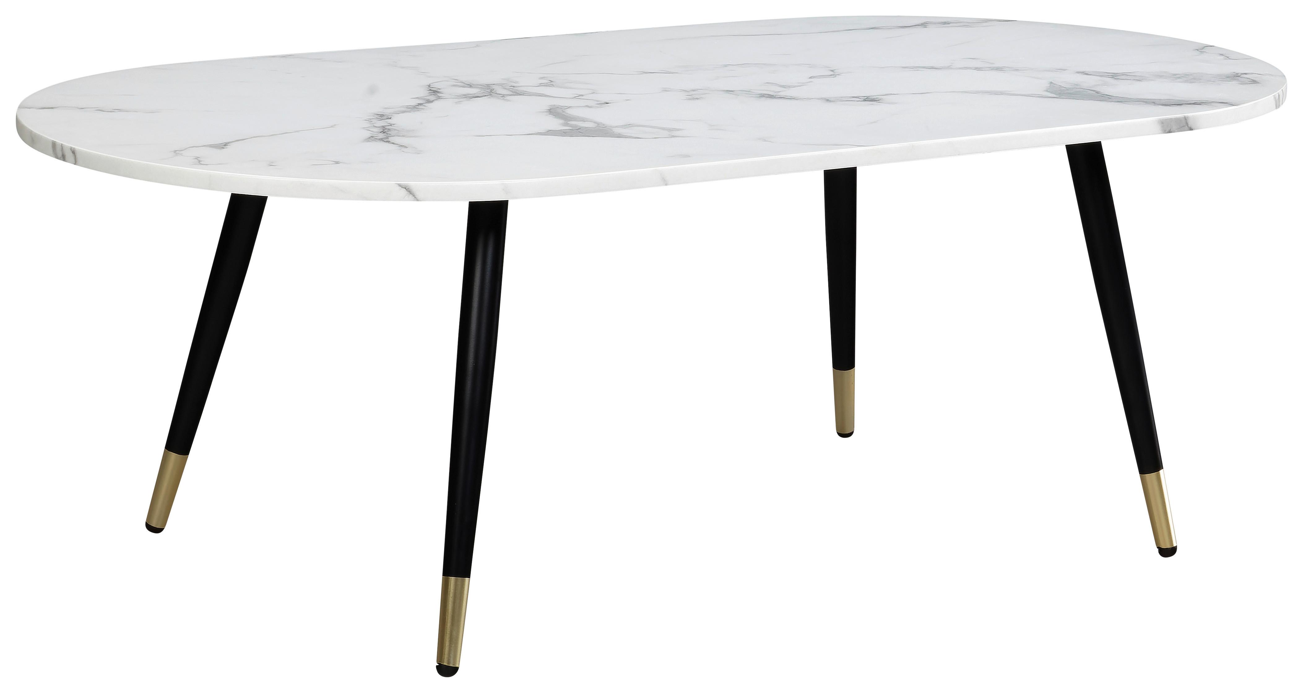 Couchtisch Weiß L: 120 cm - Goldfarben/Schwarz, Design, Holzwerkstoff/Metall (120/60/41,5cm) - MID.YOU