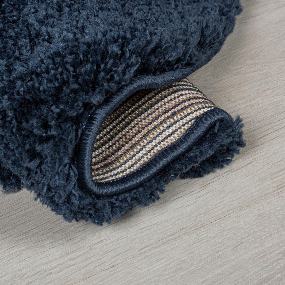 Shaggy Feahter Soft Dunkelbau Rund - Blau/Dunkelblau, Basics, Textil (133/133cm)