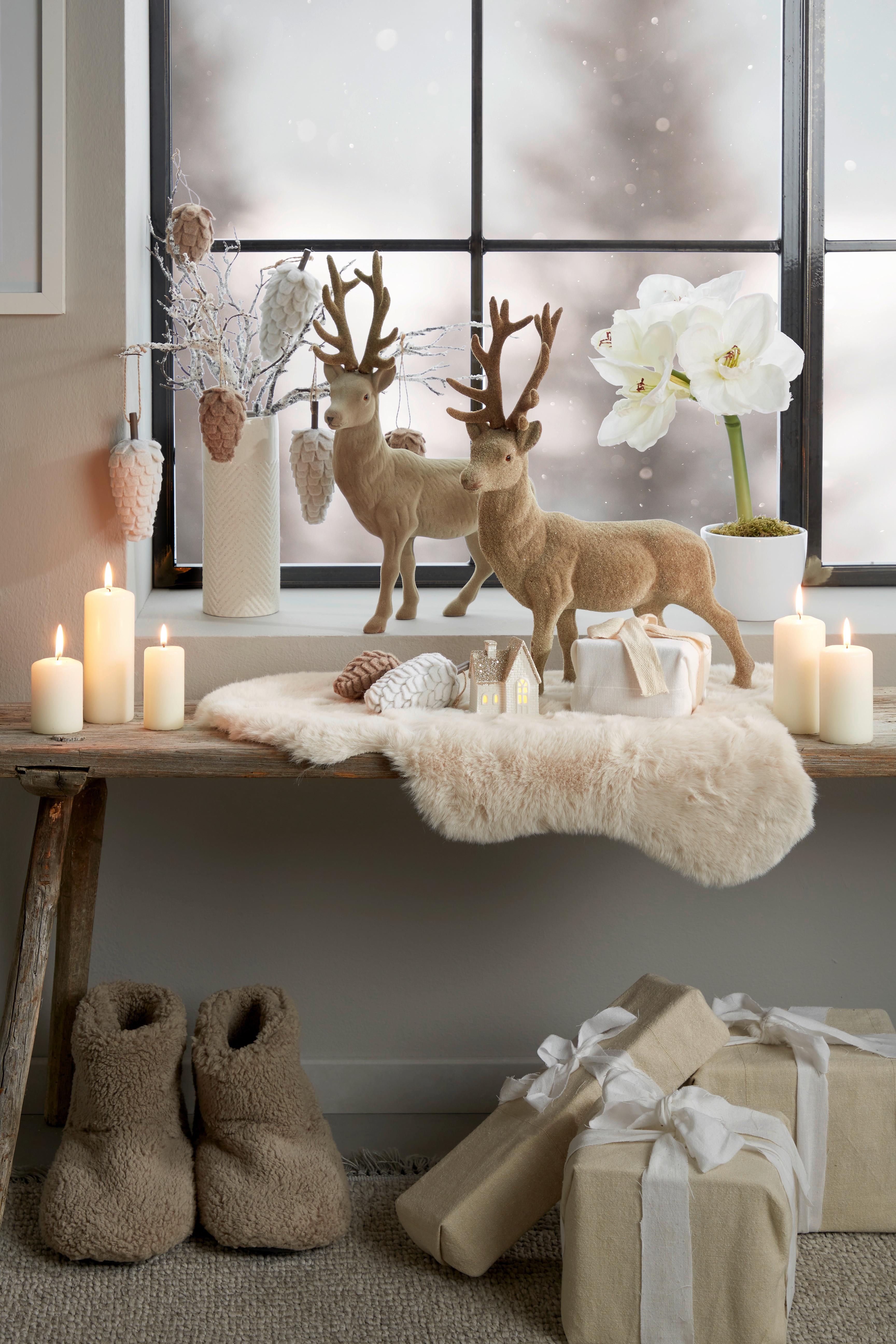 Christbaumschmuck Textil Zapfen zum Hängen - Weiß, Basics, Kunststoff/Textil (5/13cm) - Luca Bessoni