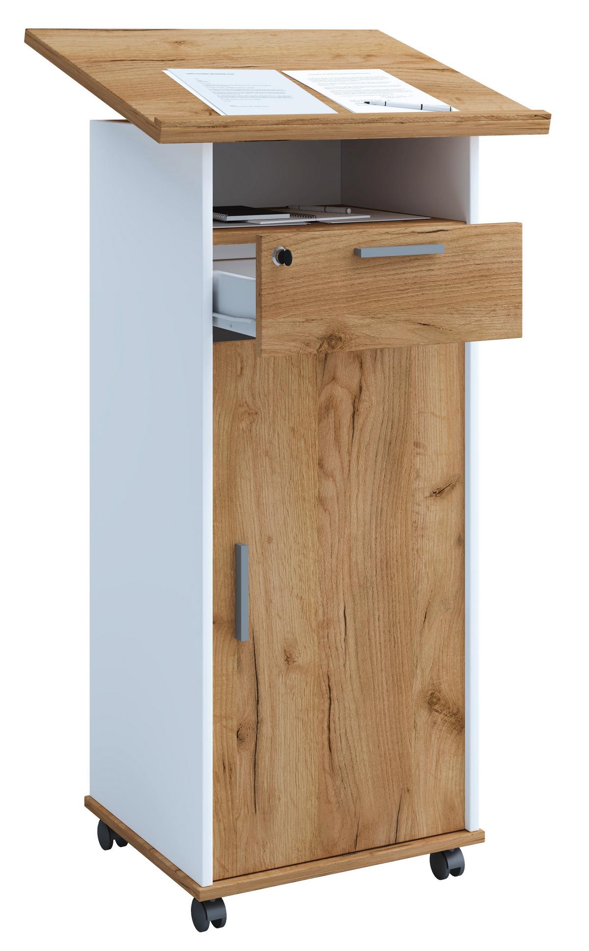 Stehpult Melta Weiß/Eiche Dekor L:60 cm - Honigeiche/Weiß, Design, Holzwerkstoff (60/50/108,3cm) - MID.YOU