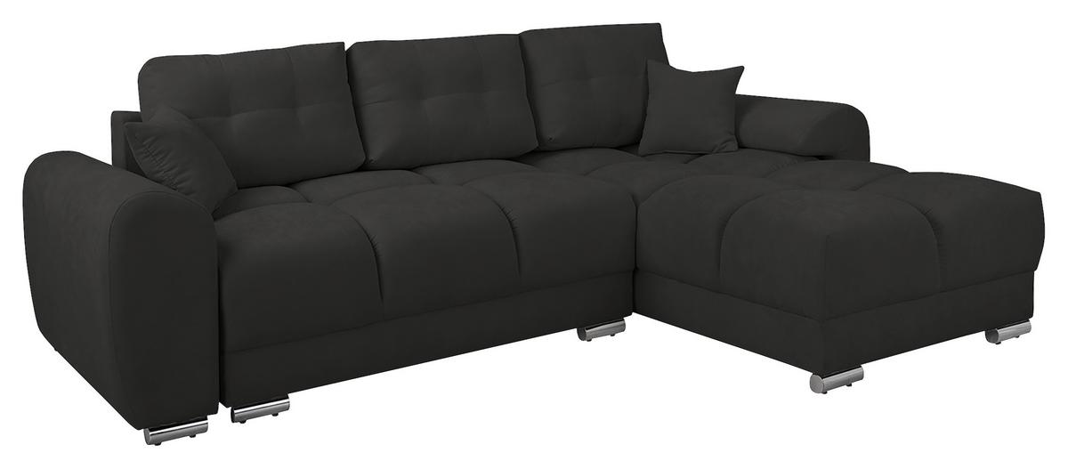 Ecksofa Azzuro Dunkelgrau S: 256x175cm - Dunkelgrau/Silberfarben, Design, Textil (256/175cm) - Livetastic