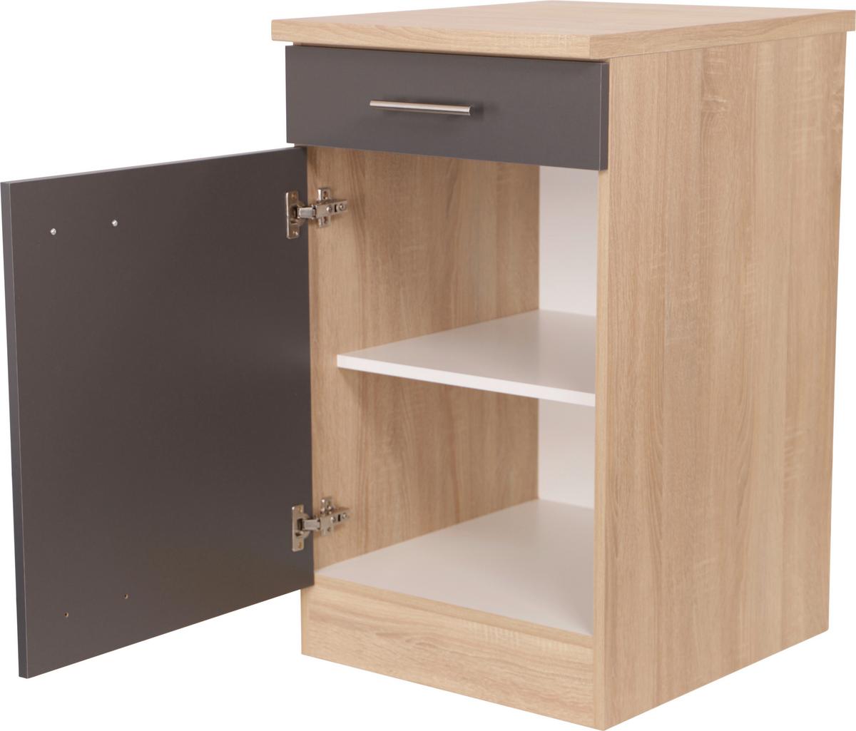 Küchenunterschrank Merle Grau, Eiche Dekor B:50cm - Eichefarben/Grau, Basics, Holzwerkstoff (50/84,8/60cm) - Respekta