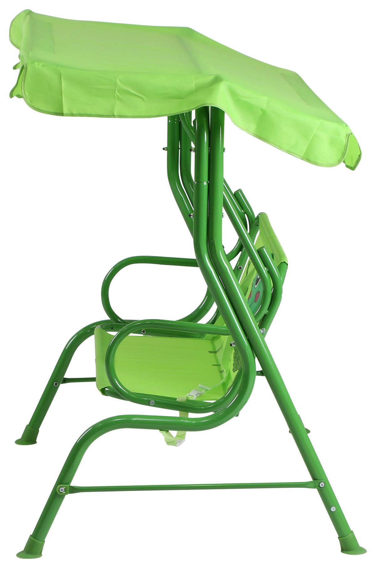 Kinder-hollywoodschaukel Stahl, Grün - Grün, MODERN, Textil/Metall (115/118/75cm) - Siena Garden