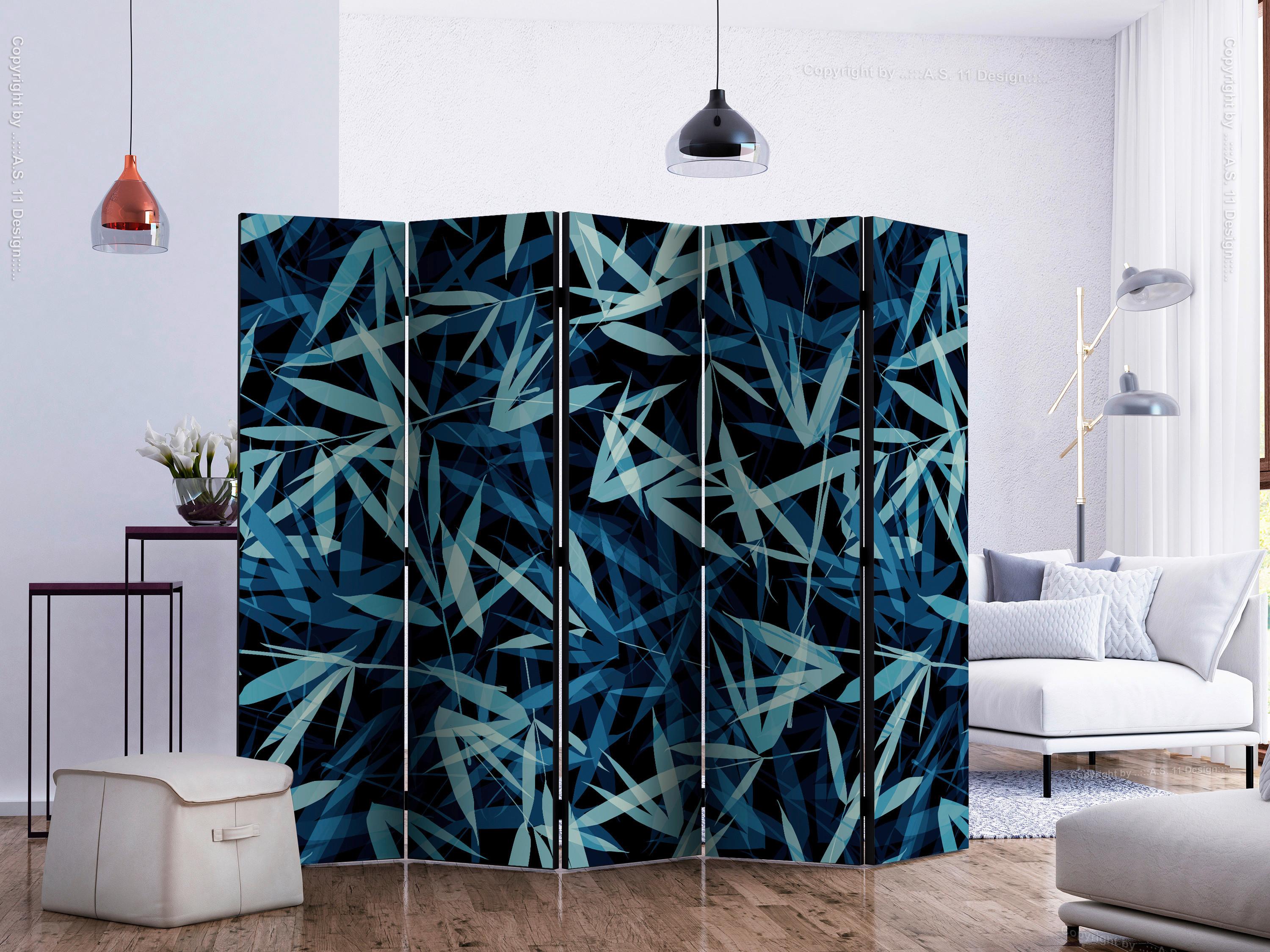 Paravent Blau Mintgrün B: 225 cm - Blau/Mintgrün, Basics, Holz/Textil (225/172/3cm) - artgeist